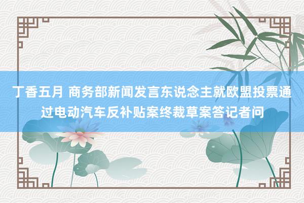 丁香五月 商务部新闻发言东说念主就欧盟投票通过电动汽车反补贴案终裁草案答记者问
