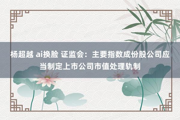 杨超越 ai换脸 证监会：主要指数成份股公司应当制定上市公司市值处理轨制
