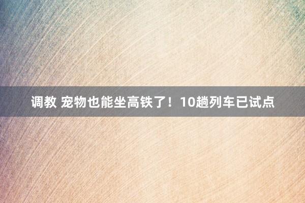 调教 宠物也能坐高铁了！10趟列车已试点