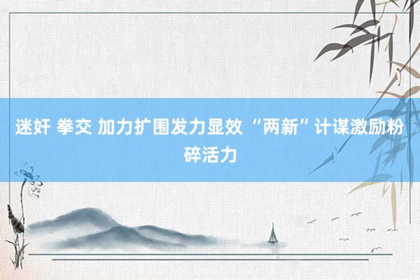 迷奸 拳交 加力扩围发力显效 “两新”计谋激励粉碎活力